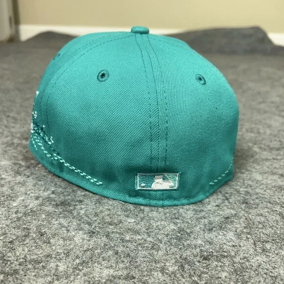 Florida Marlins Hat Cap Fitted Mens 7 Teal MLB Baseball Wave New Era 59Fifty - Picture 4 of 8